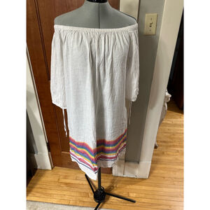 J.Crew Off-the-Shoulder‎ White Linen Dress Size Small EUC